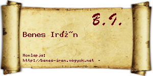 Benes Irén névjegykártya